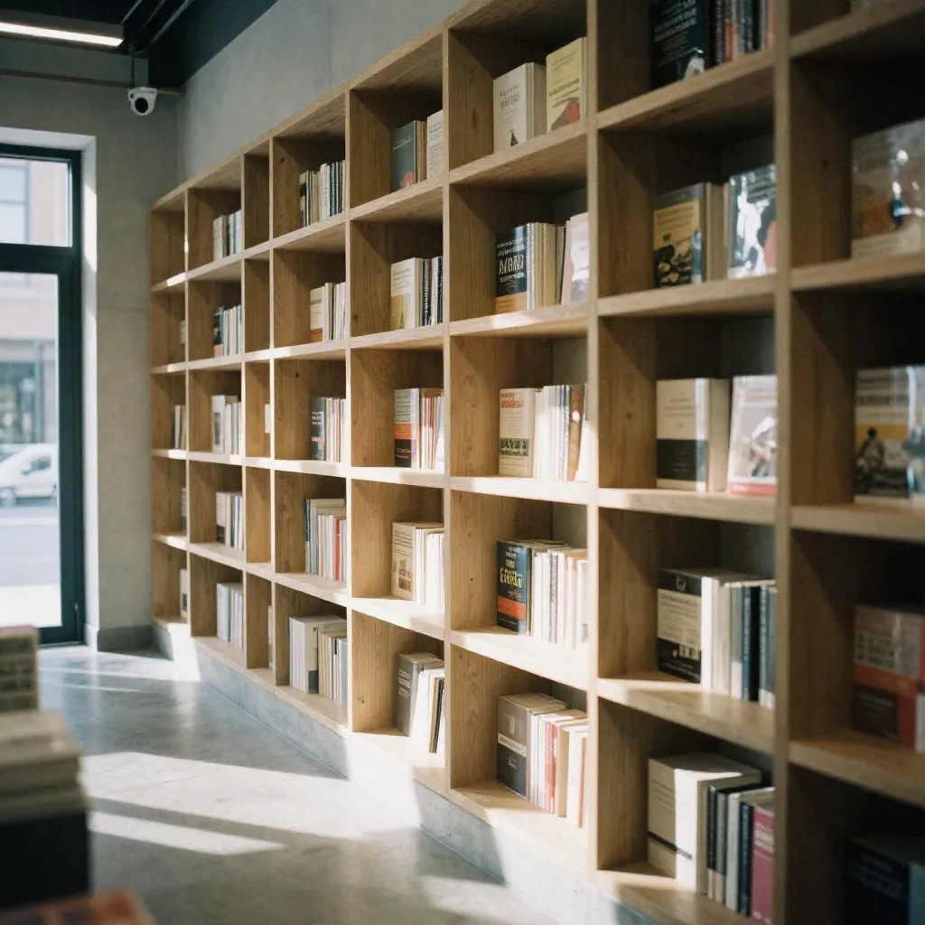 Book display featuring various titles